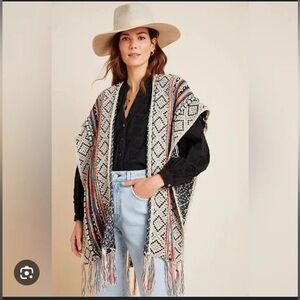 Anthropologie Akemi & Kin Penolope Fringed Kimomo One Size  EUC Boho Rodeo￼